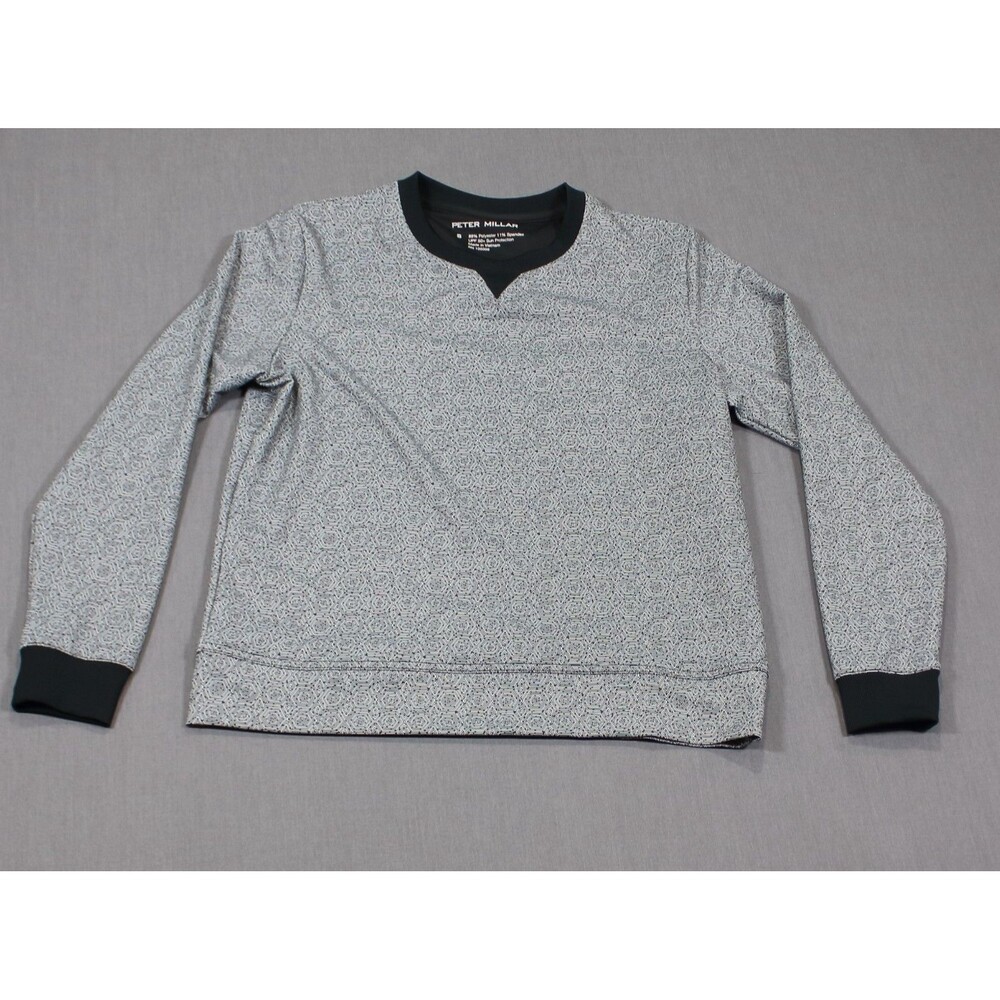 Peter Millar Women Golf Geometric Black UPF 50+ Sun Protection Long Sleeve Sz S